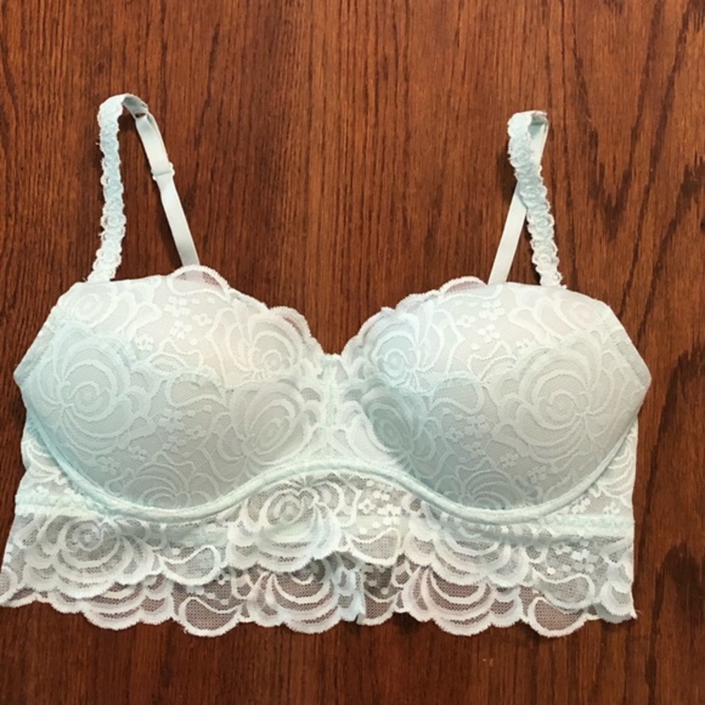 PINK - Victoria Secret rose lace bralette beautiful mint green color EUC